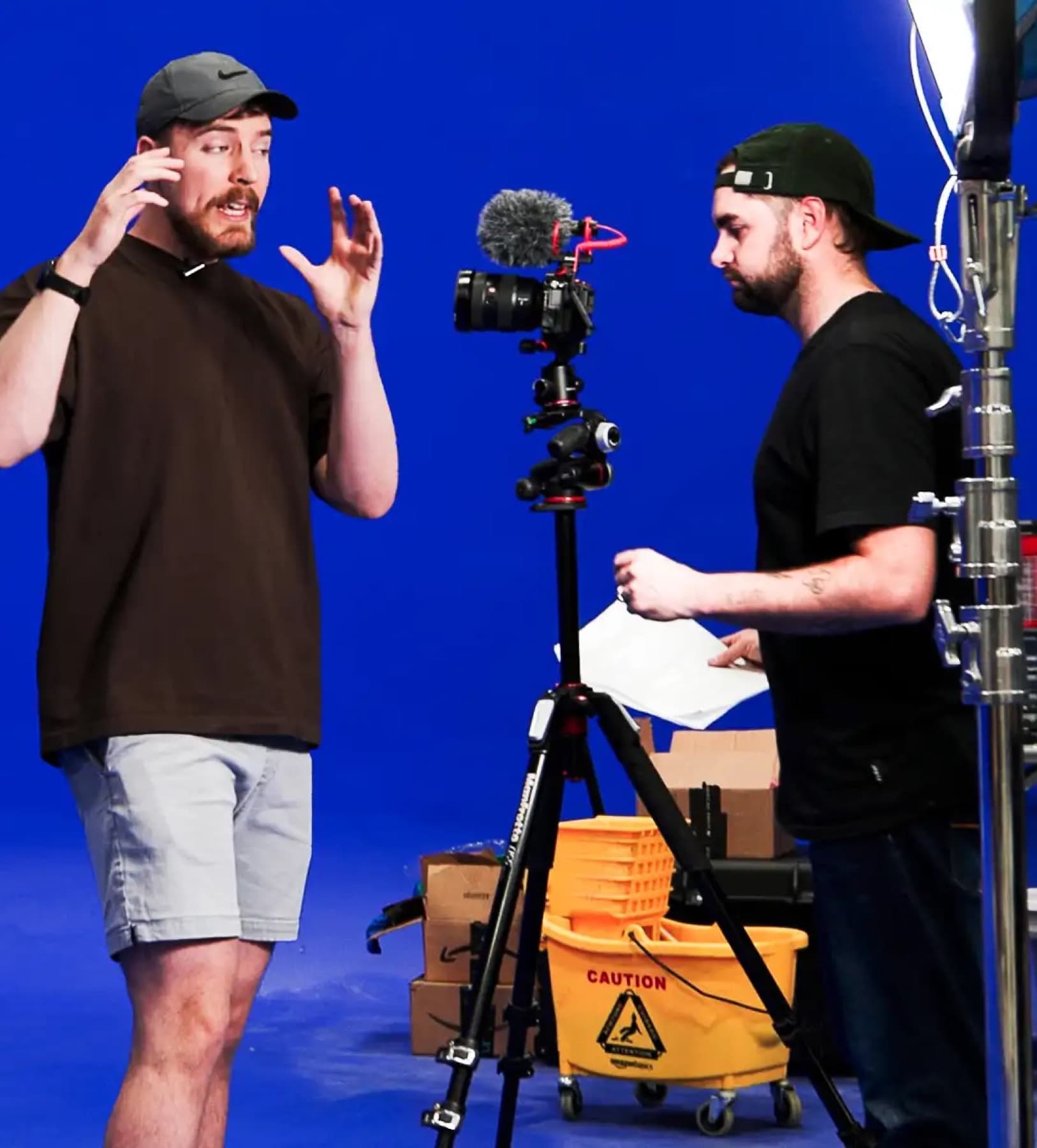 on set with mrbeast